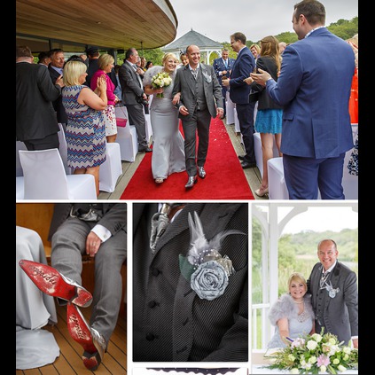 A fantastic shot of Christian Hall on his wedding day, suited by Sir Tom Baker and wearing his Liquid Silver Dead Airman boots!