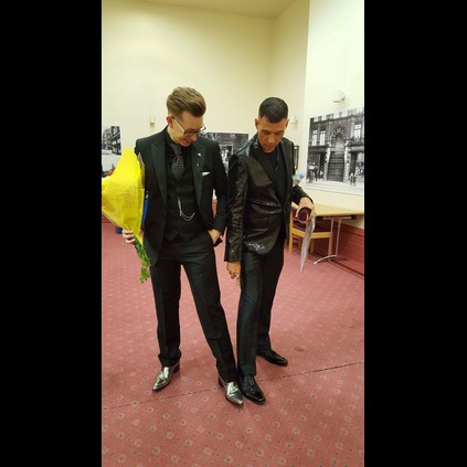 Craig Anthony Lees, and a Marc Almond fan at the Leeds Town Hall proudly showing off their JWs. Memorabilia. 