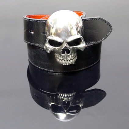 Infamous Belt - 'Vampyr' Skull - Black Calf