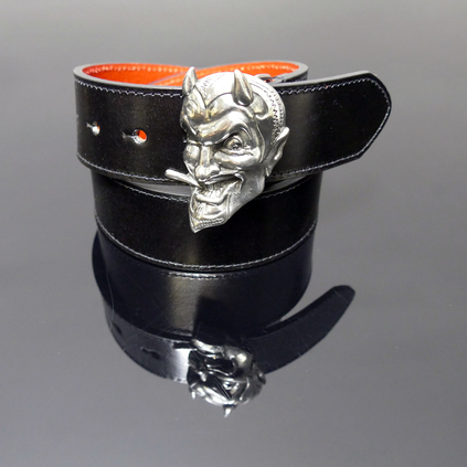 Infamous Belt - 'Mr Lucky' Devil Head - Black Calf