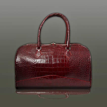 The 'Nightporter' Overnighter Bag - Burgundy Croc