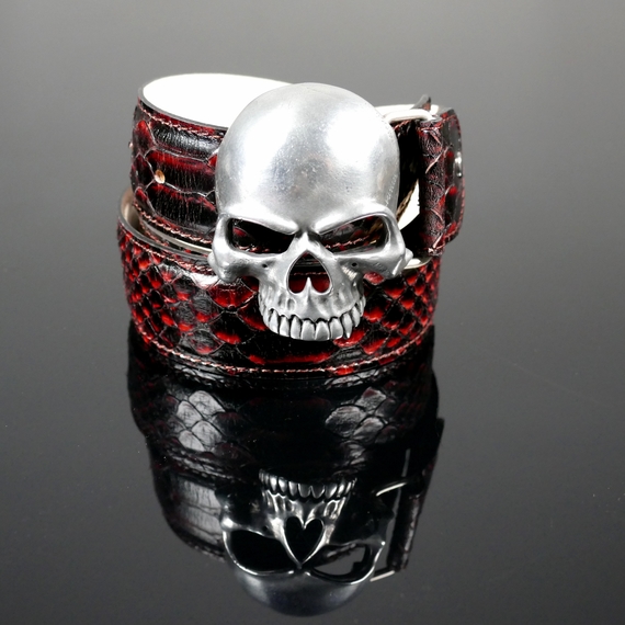 Decadent Belt - 'Vampyr' Skull - Black Red Snake