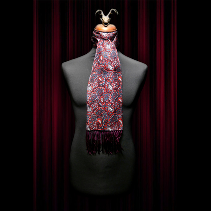 Burgundy Paisley Skull Scarf and Pocket Square Set