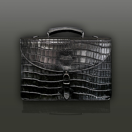 Briefcase - Black Crocodile