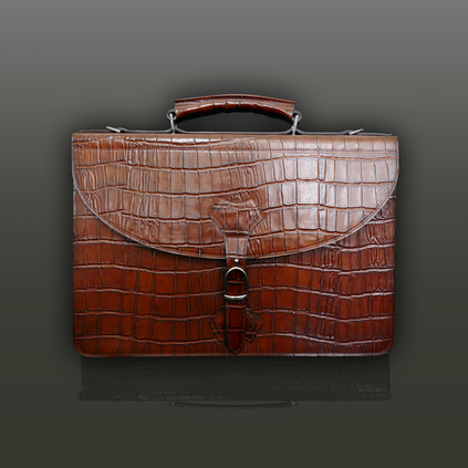 Briefcase - Tan Crocodile