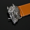 INFAMOUS BELT - 'MR LUCKY' DEVIL HEAD - TAN CALF