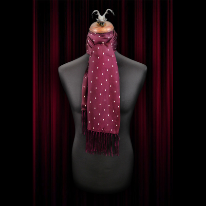 The Jewel - Wine/White Diamond Silk Wool backed scarf